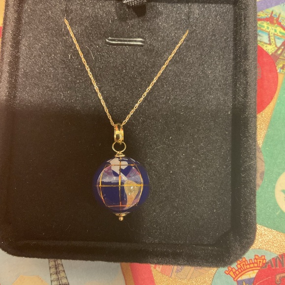 Elegant Blue and 14k Gold Globe Pendant Necklace - Picture 3 of 6